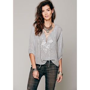 Free People FP One ruffle me up striped blouse